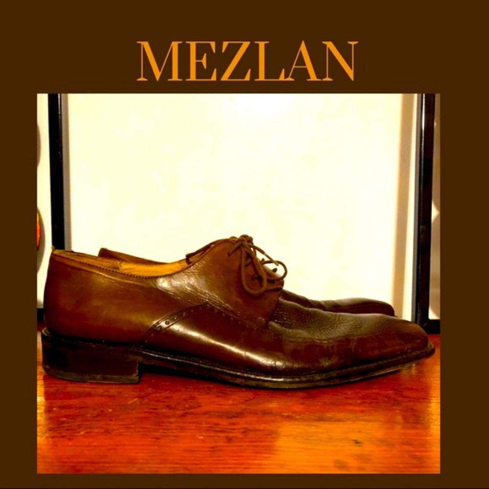 MEZLAN VERDICT Brown 2 Tone Leather Dress Oxford Lace Up Square Toe Size 11.5M - Picture 8 of 13